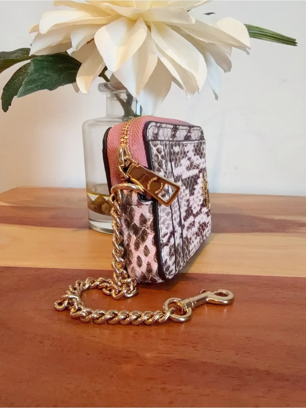 NWT Coach Snake-embossed leather Zip Card Case